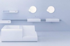 LG HI-MACS Bath Tub , Lounger, Sinks , and Cabinets in LG HI-MACS Alpine White Solid Surface in a Hospitality Setting
