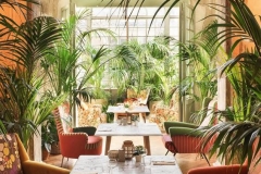 Restaurant Dining with Table Tops In Corian® Limestone Prima