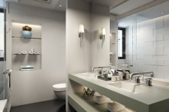 Residential Bathroom with Walls, Cabinet and Vanity Top of  LG HI-MACS Solid Surface