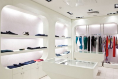 Retail, Avonite White Solid Surface Cabinets and Thermoformed  Display Shelving