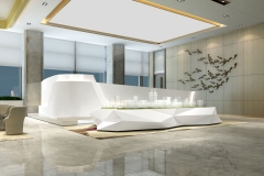 LG HI-MACS Winter White Solid Surface Lobby Reception Area Desk and Back Drop