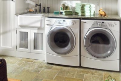 Solid Surface Laundry Room Countertop Worksurface and Farm Style Sink