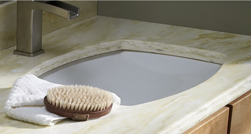 Image A - Enhanced 1" Corian® countertop buildup above the sink bowl