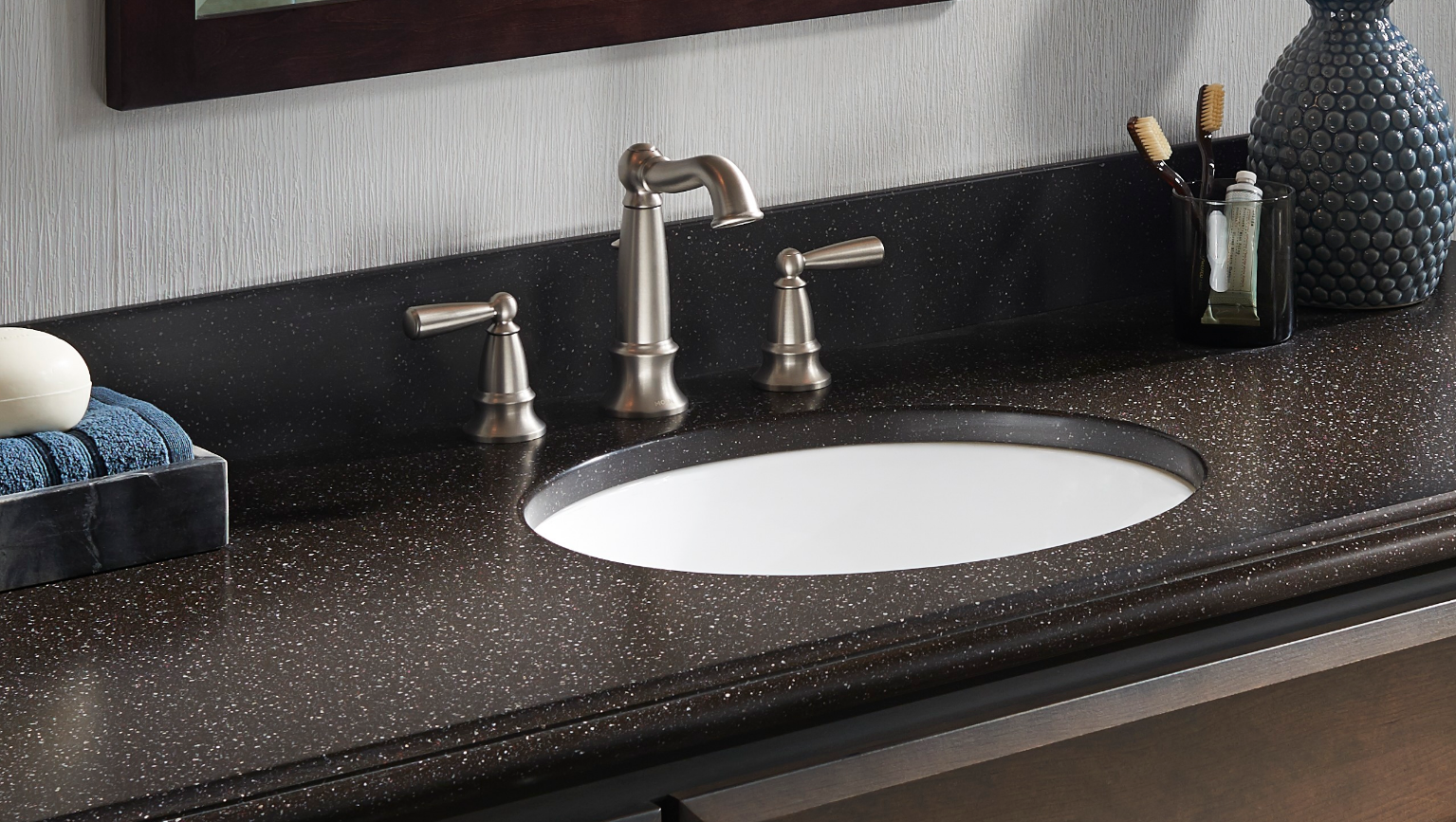 Corian® solid surface 1" sink edge thickness