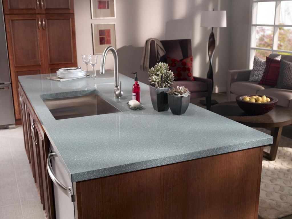 Corian® Aqualite kitchen countertop in a satin finish