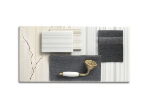 Corian Moodboard displaying colors of Corian in the Linear Solid Surface Collection