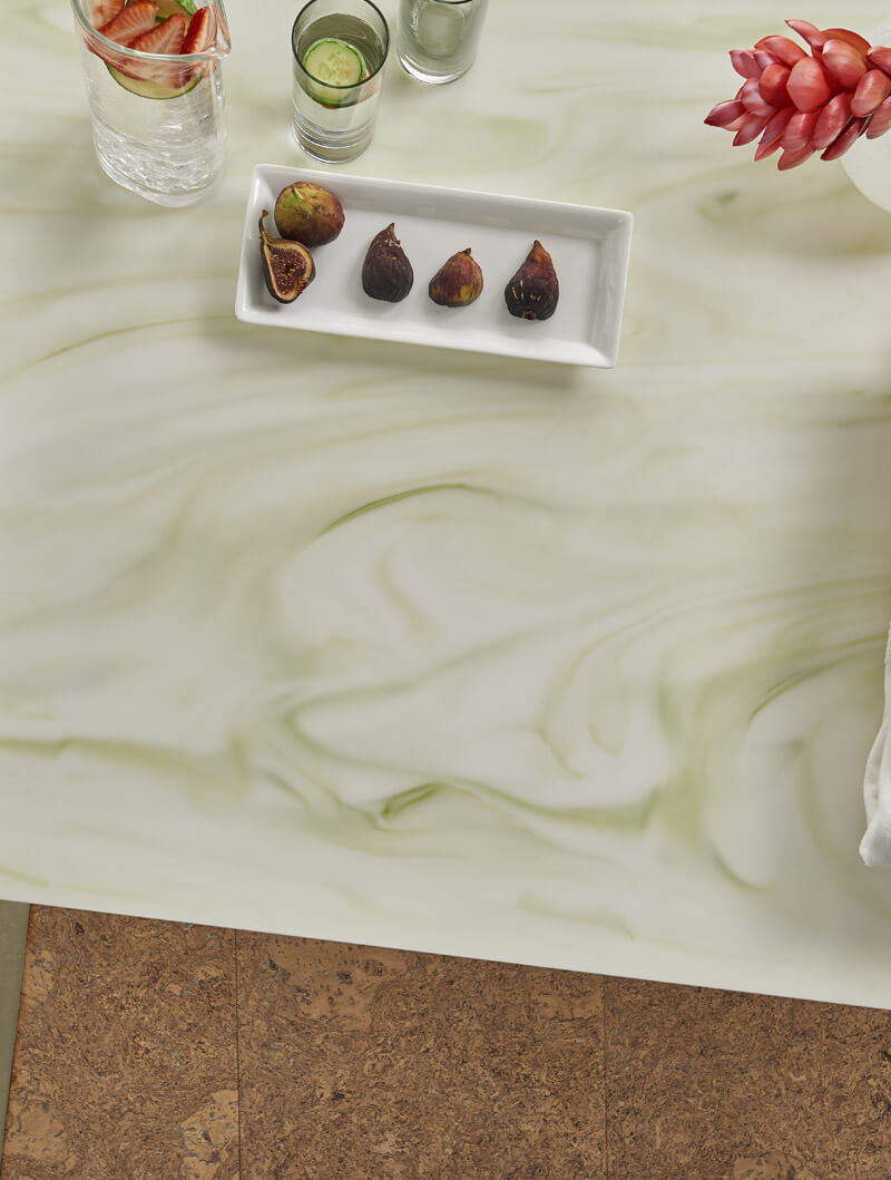 Corian solid surface countertop in Jade Onyx