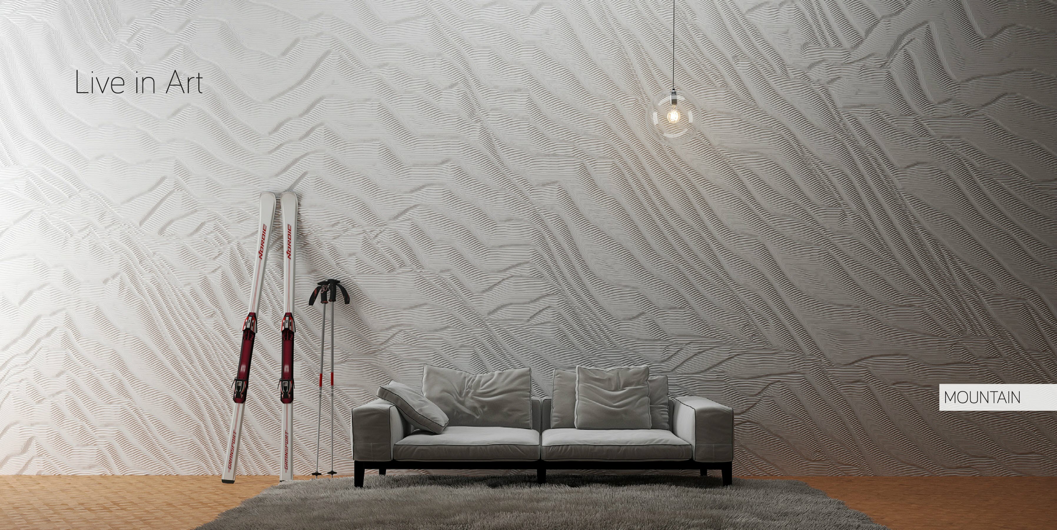 "MOUNTAIN" custom solid surface wall by artist and designer Mario Romano (M.R. Walls).