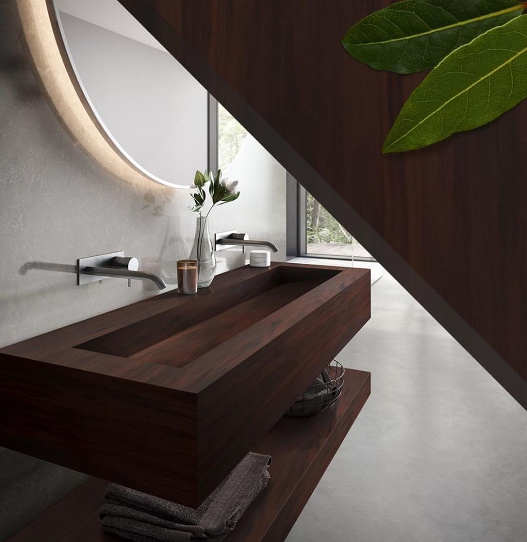 Solid surface sink in Mahogany Nuwood from Corian®